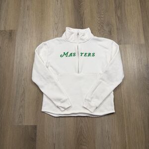 Masters Sweatshirt Womens XS White Golf Quarter Zip Fleece Pullover Pocket